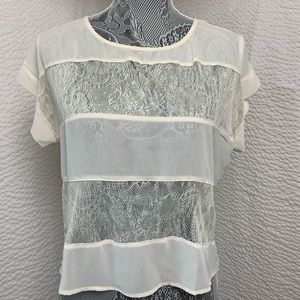 Cotton On Sheer Lacey Short Sleeve Top